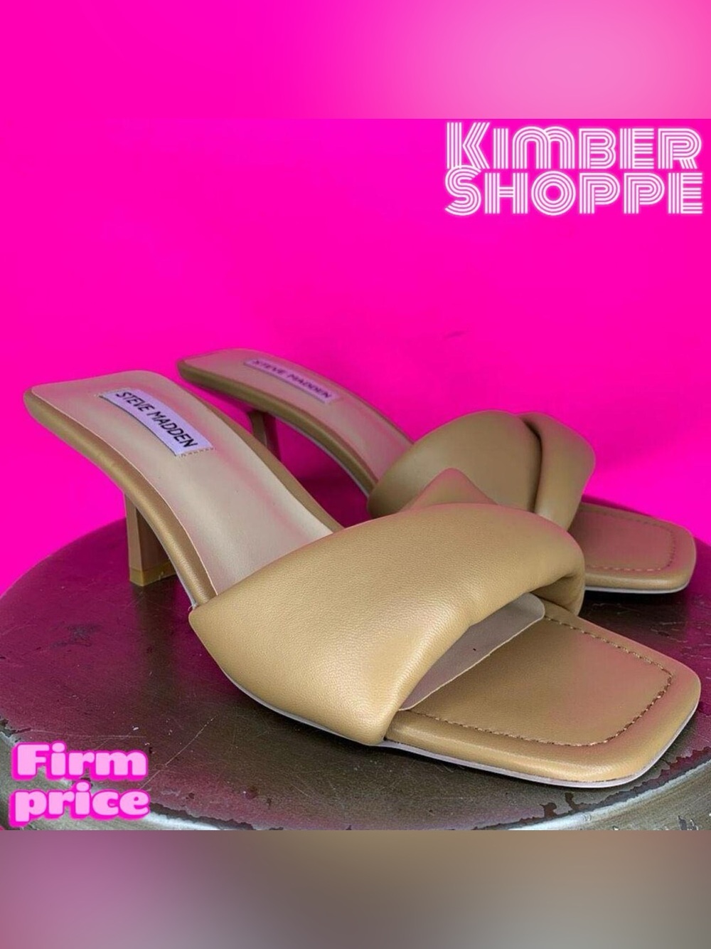 Steve Madden Thai Cushioned Tan Leather Slip-On Heeled Sandals US 9.5 UK 7.5
